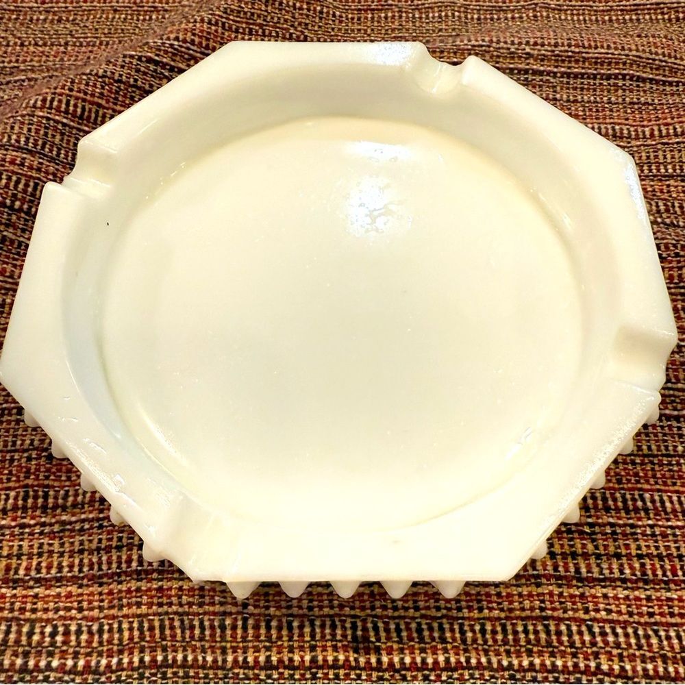 Vintage Hobnail Milk Glass Ashtray